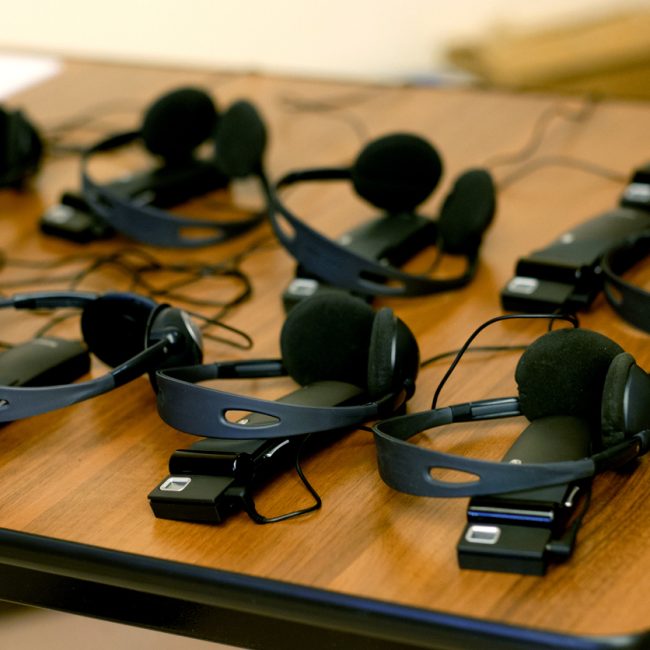 headphones used for simultaneous translation equipment